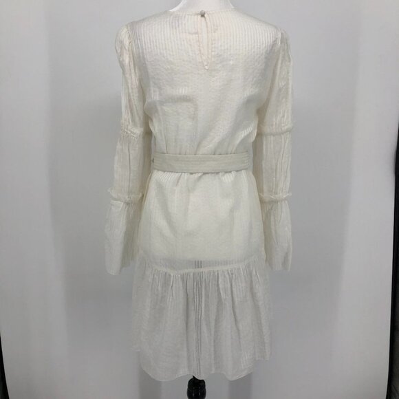 CAMI NYC Shawn White Belted Cotton and Silk Jacquard tiered sleeve mini dress SP - Picture 4 of 16